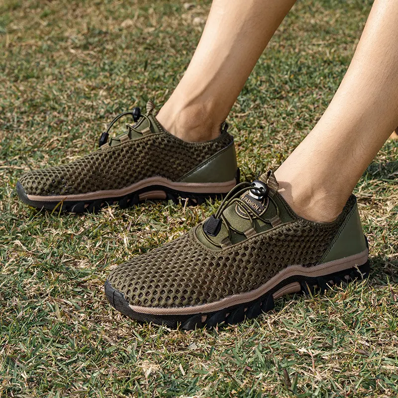 Oulylan Men's Outdoor Hiking Shoes Breathable Water Shoes Beach Shoes Anti Slip Soft Sole Summer Mesh Wading Shoes