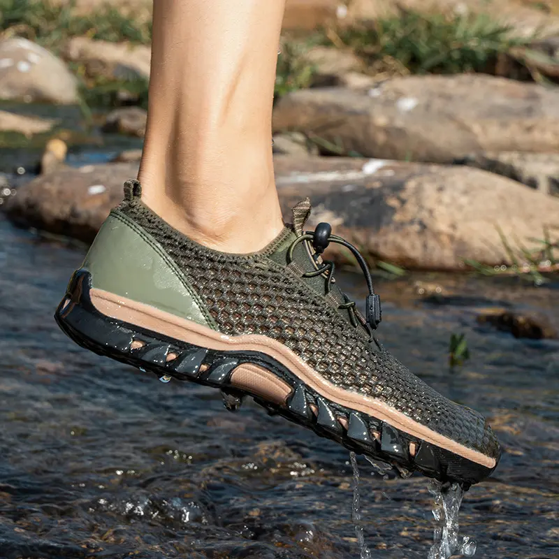 Oulylan Men's Outdoor Hiking Shoes Breathable Water Shoes Beach Shoes Anti Slip Soft Sole Summer Mesh Wading Shoes