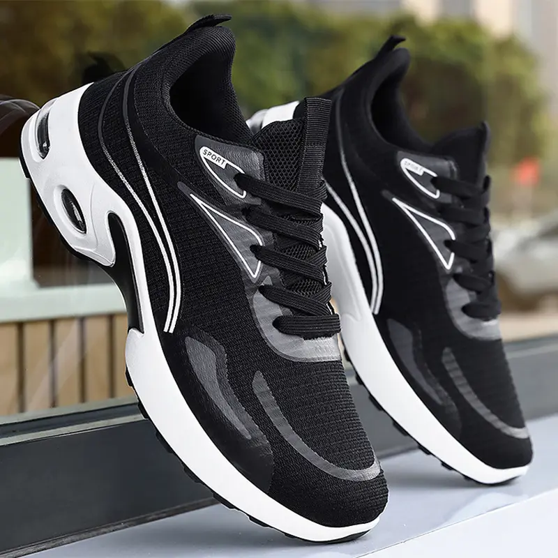 2025 Men Leisure Anti Slip Sneakers Mesh Breathable Comfort Running Shoes Air Cushioned Soft Sole Lightweight Sports Footwear