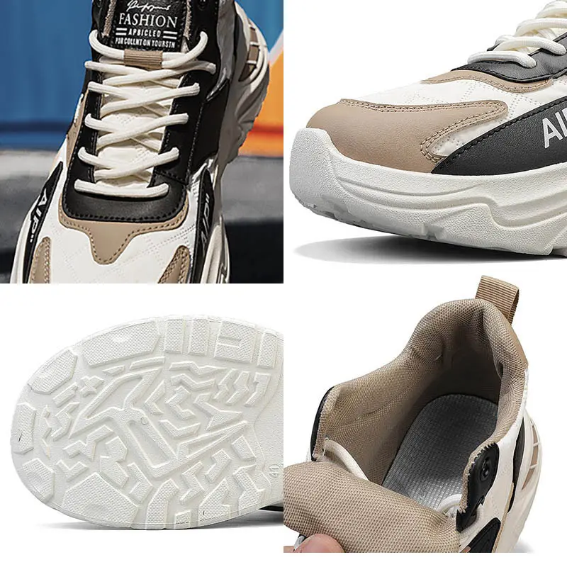 2025 Thick-soled Anti-slip Casual Shoes Fashion Men's Boots Outdoor Hiking Shoes Sports Shoes Mid-top Lace-up Walking Shoes
