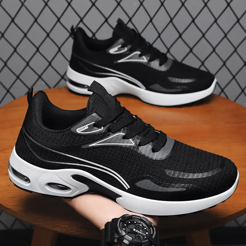 2025 Men Leisure Anti Slip Sneakers Mesh Breathable Comfort Running Shoes Air Cushioned Soft Sole Lightweight Sports Footwear