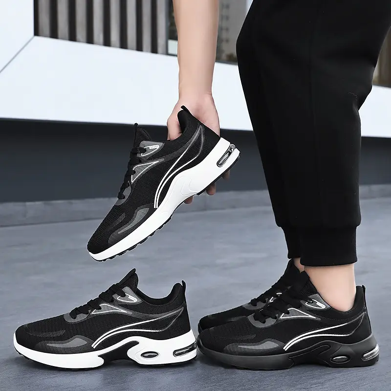 2025 Men Leisure Anti Slip Sneakers Mesh Breathable Comfort Running Shoes Air Cushioned Soft Sole Lightweight Sports Footwear