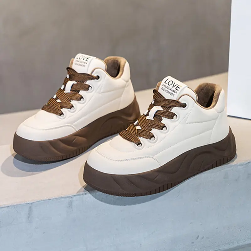 Oulylan 5cm Leather for Women Thick Bottom Summer Shoes Spring Autumn Walking Sneakers Chunky Casual Shoes Fashion