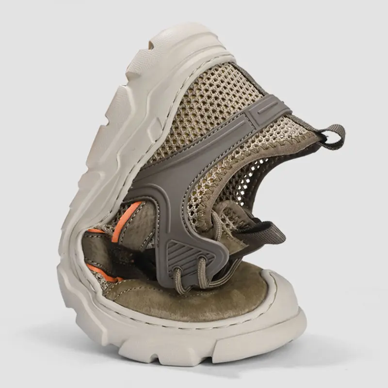 Fashionable Hollow Leather Shoes, Summer Breathable Mesh Casual Shoes, Outdoor Sports Mesh Men's Shoes