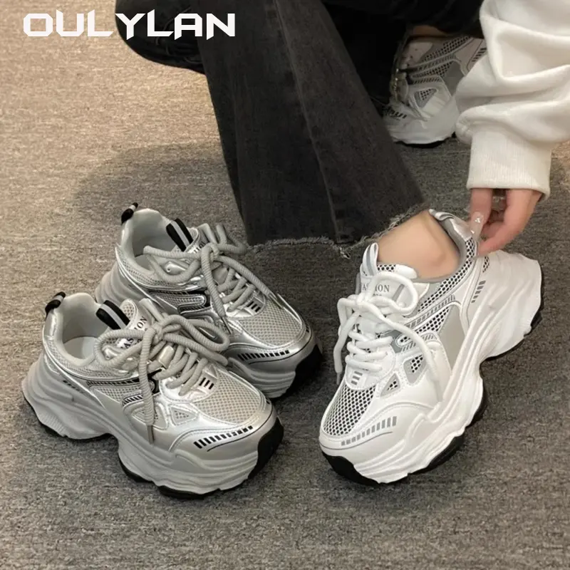 2024 Women's Chunky Sneakers Ladies Classic Luxary Thick Sole Shoes Female Sports Running Shoes Casual Fitness Vulcanize Shoes