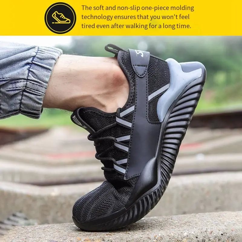 Protect Safty Shoes Men Comfortable Breathable Anti-smashing Puncture Anti Slip Abrasion Resistant Sole Steel Toe Work Shose