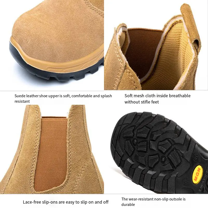 Cowhide Upper Soft Comfortable Work Shoes Men Anti-smashing Anti-piercing Anti-scalding Steel Toe High-top Safety Shoes
