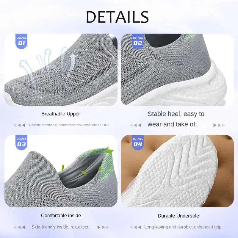 2025 Oulylan Classical Couple Fashion Sneaker Men Non-slip Flying Knitted Shoes Ladies Lightweight Mesh Outdoor Sports Footware