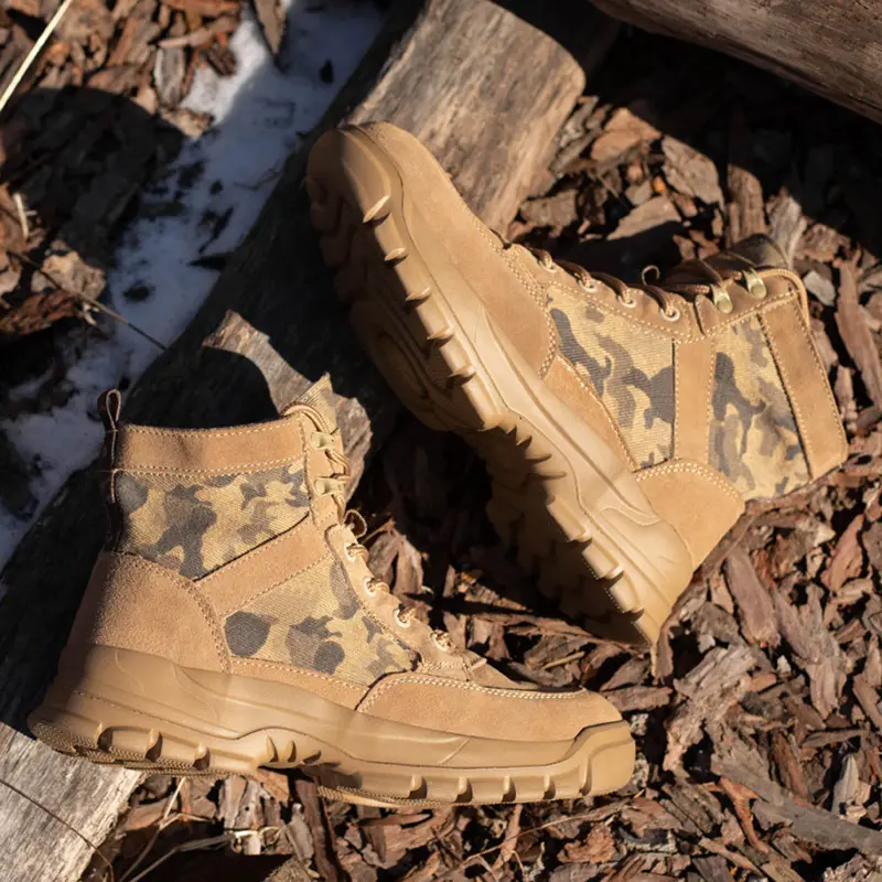 Waterproof Safety Shoes Soft Comfortable Work Shoes Men Anti-smashing Anti-scalding Steel Toe High-top Camouflage Boots