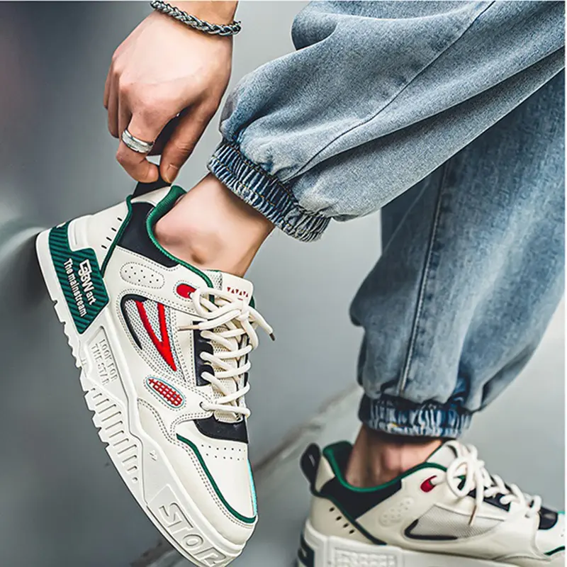 Fashion Men's Shoes Casual White Skateboard Shoes Summer Popular Versatile Sneakers Mens Thick Sole Breathable Korean Board Shoe