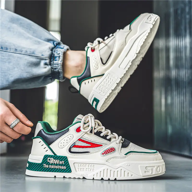 Fashion Men's Shoes Casual White Skateboard Shoes Summer Popular Versatile Sneakers Mens Thick Sole Breathable Korean Board Shoe