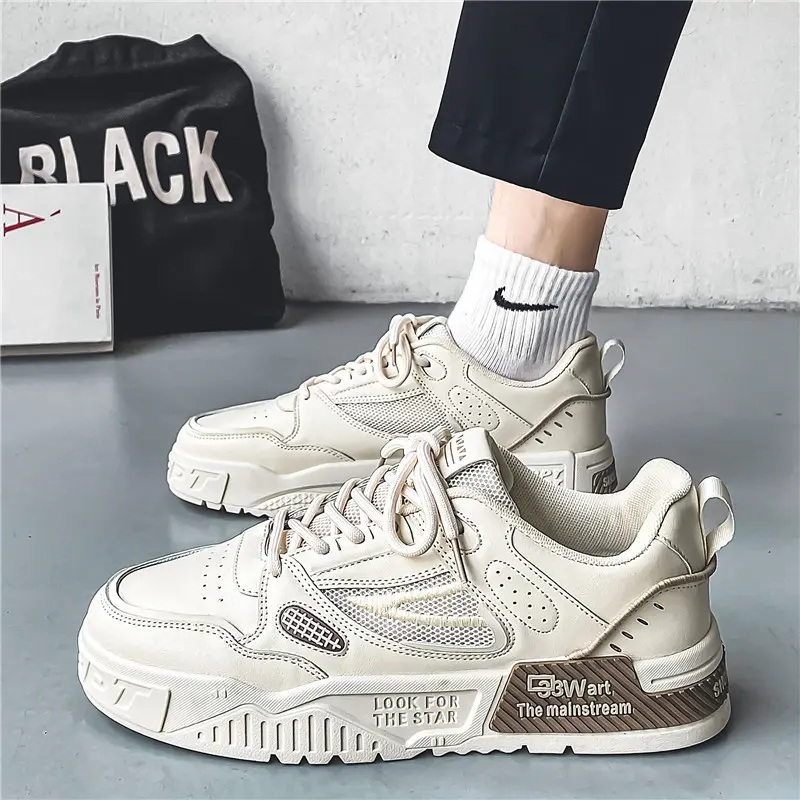 Fashion Men's Shoes Casual White Skateboard Shoes Summer Popular Versatile Sneakers Mens Thick Sole Breathable Korean Board Shoe