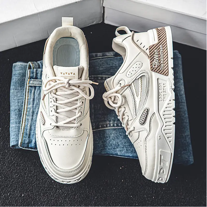 Fashion Men's Shoes Casual White Skateboard Shoes Summer Popular Versatile Sneakers Mens Thick Sole Breathable Korean Board Shoe