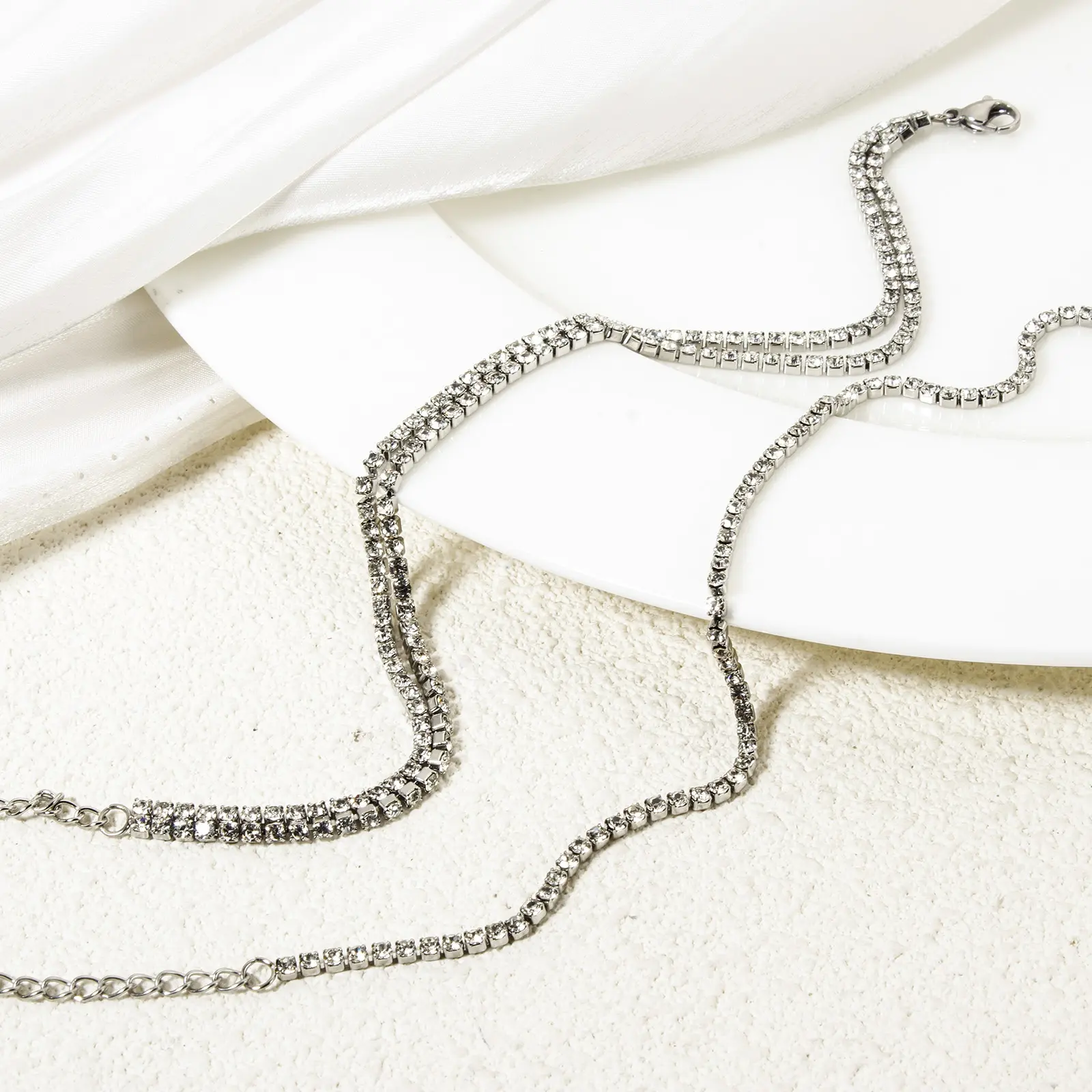 1 Piece 304 Stainless Steel Rhinestone Cup Chain Anklet For Women Jewelry Layers Summer Beach Beach Foot Leg Party Accessory