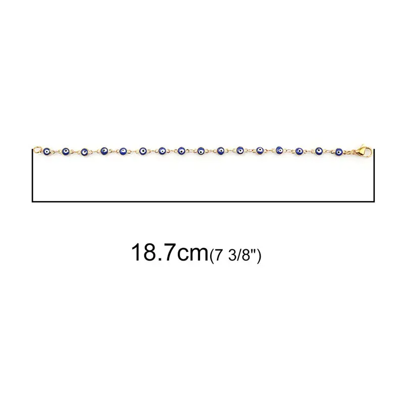 Fashion Stainless Steel Bracelets Blue Red Evil Eye Enamel Bead Bracelet For Women Jewelry Gifts 18.7cm(7 3/8") long, 1 Piece