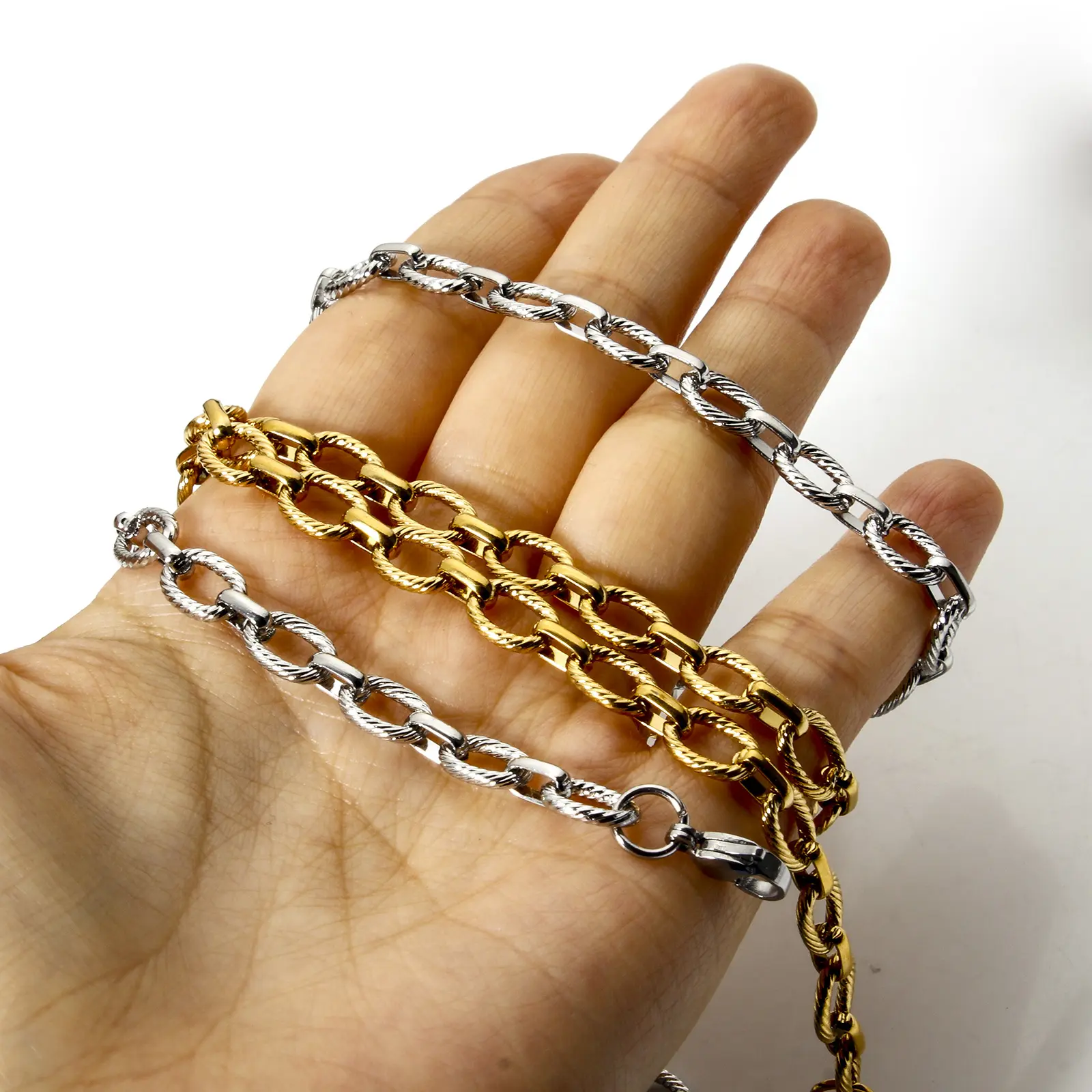1 Piece Retro Link Cable Chain Necklace Jewelry 304 Stainless Steel Twisted Choker For Women Men Party Gift 40cm long