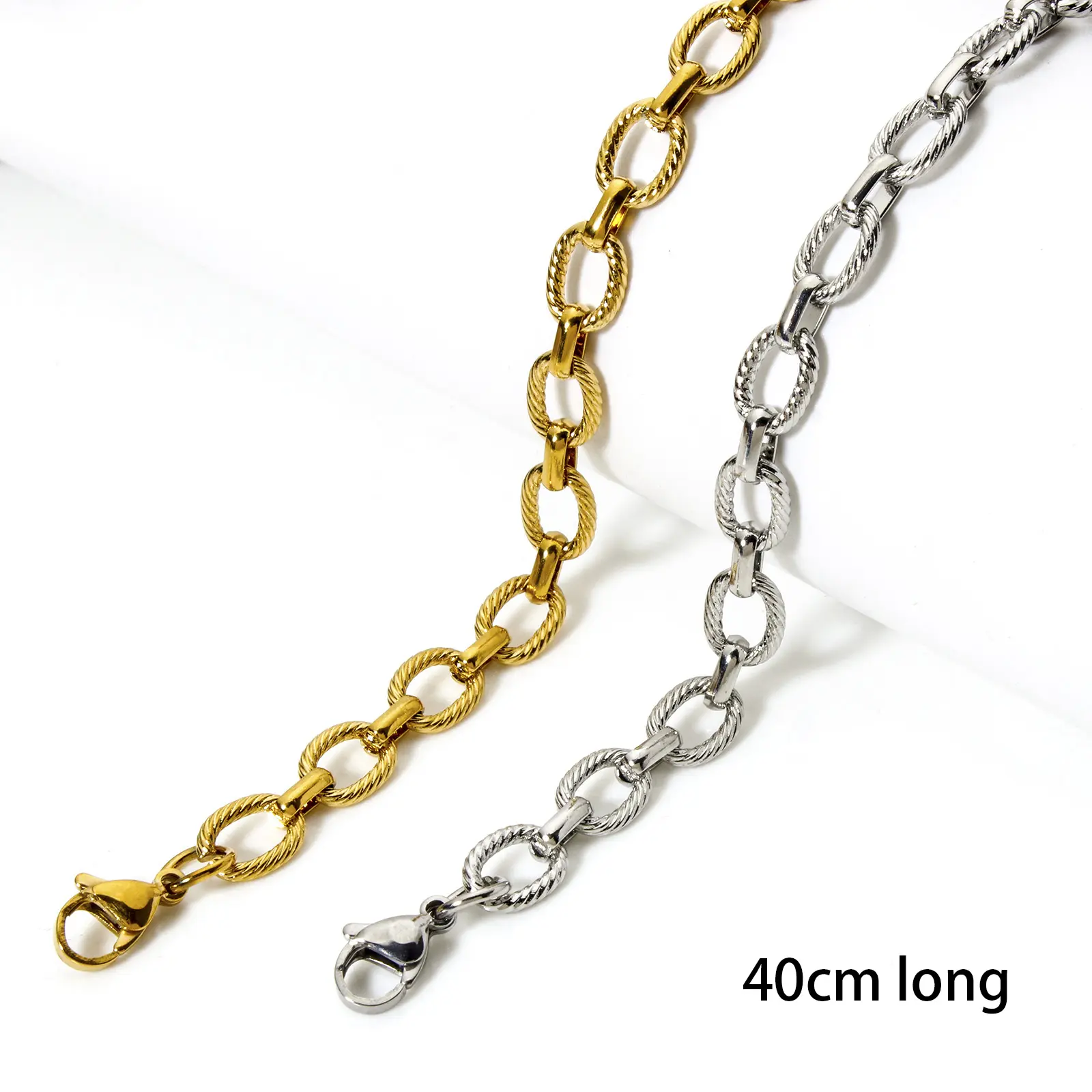 1 Piece Retro Link Cable Chain Necklace Jewelry 304 Stainless Steel Twisted Choker For Women Men Party Gift 40cm long