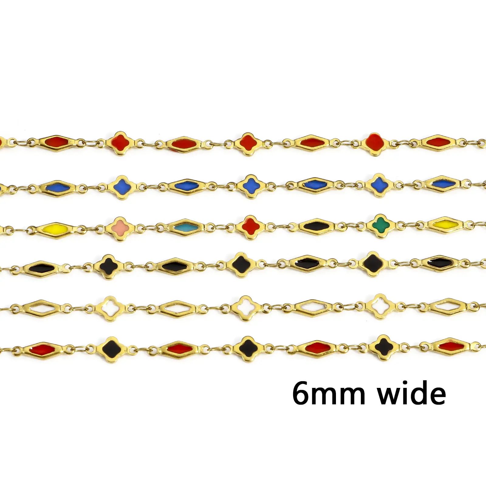 1 Meter 304 Stainless Steel Handmade Link Chain DIY Jewelry Making Findings Geometric 18K Gold Color Double sided Enamel Chains