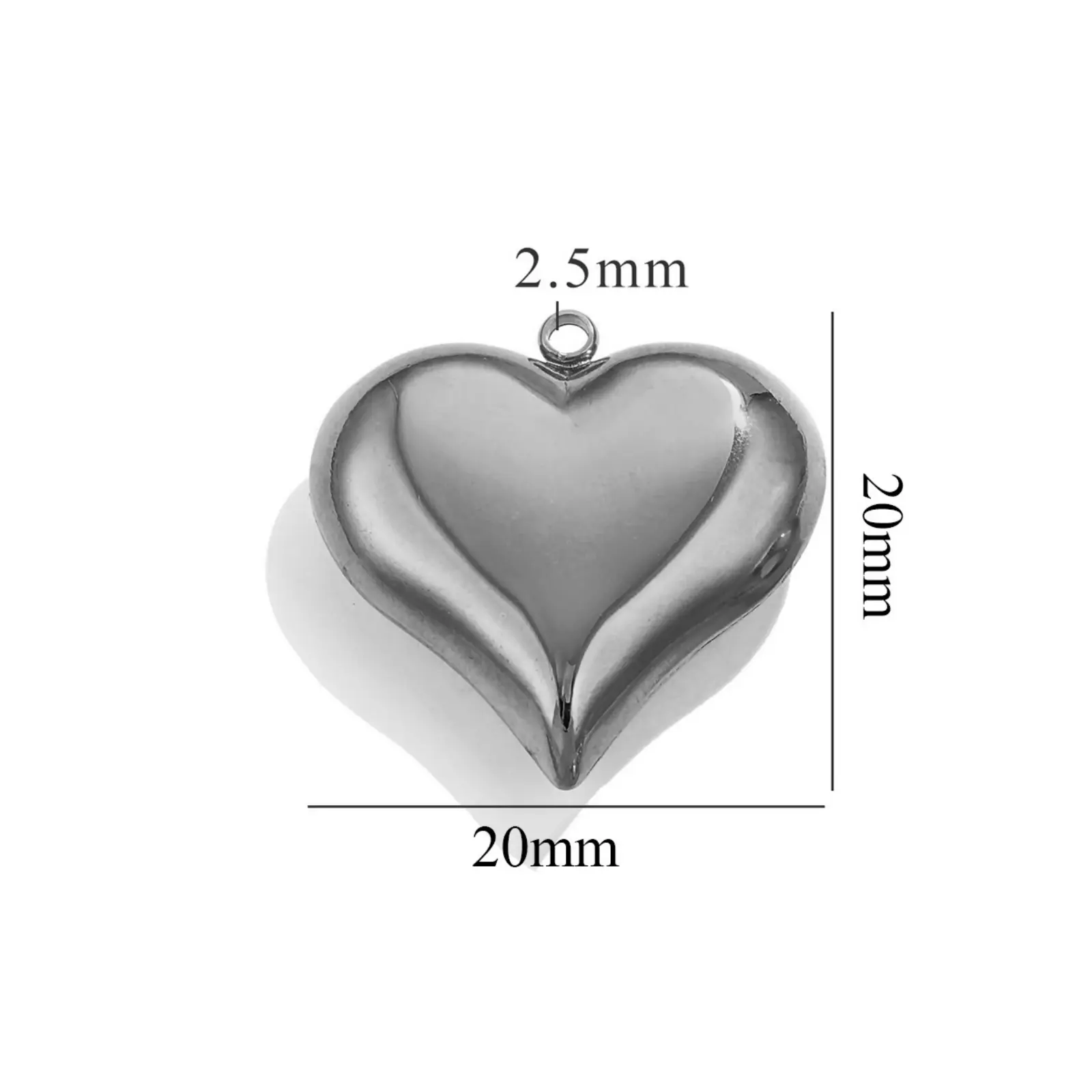 New 304 Stainless Steel 3D Charms Large Heart Polished 18K Gold Plated Pendants For Jewelry Making Finding, 1 Piece