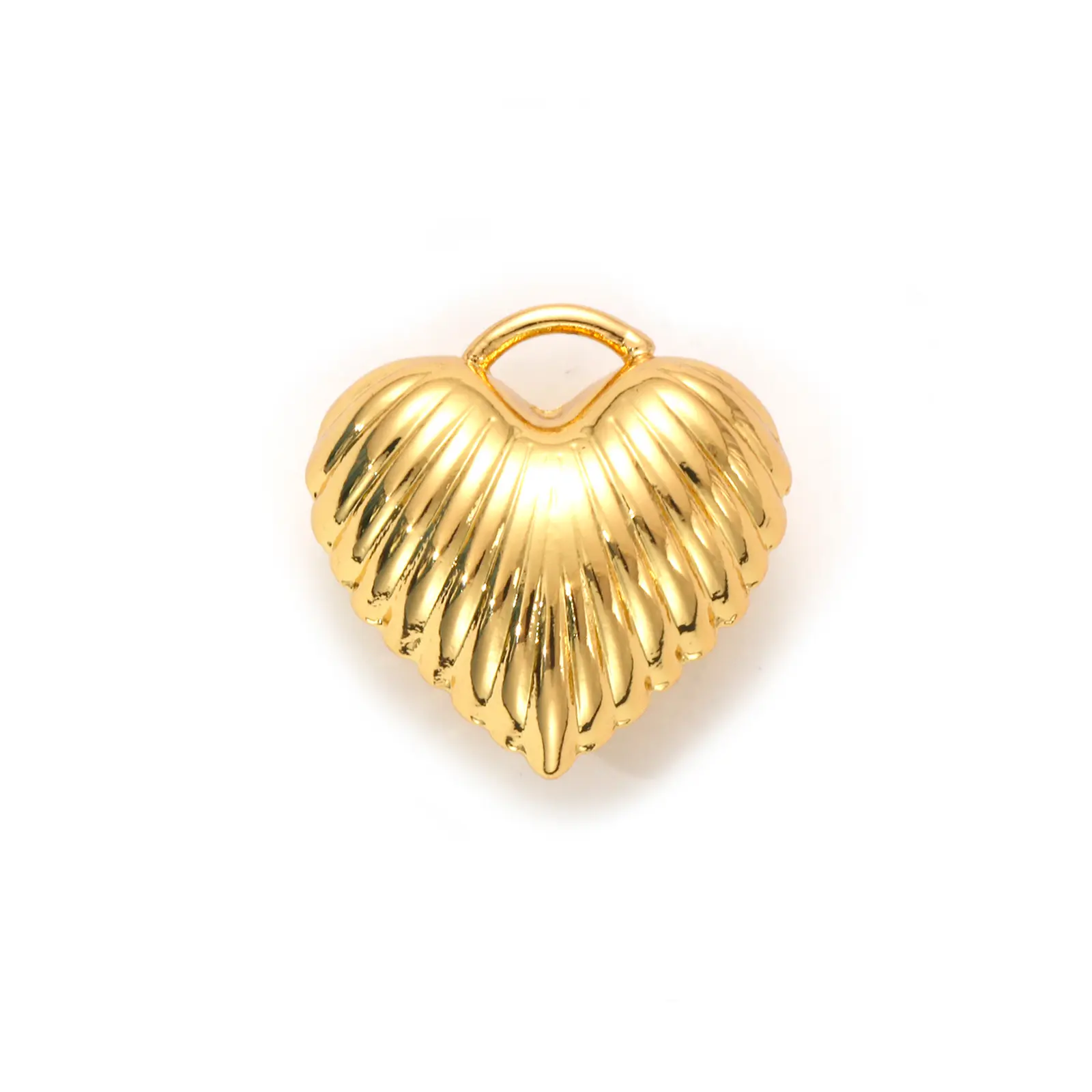 2 Piece Brass Valentine's Day Charms Real Gold Plated Heart 3D Metal Pendants For DIY Necklace Bracelet Jewelry Making