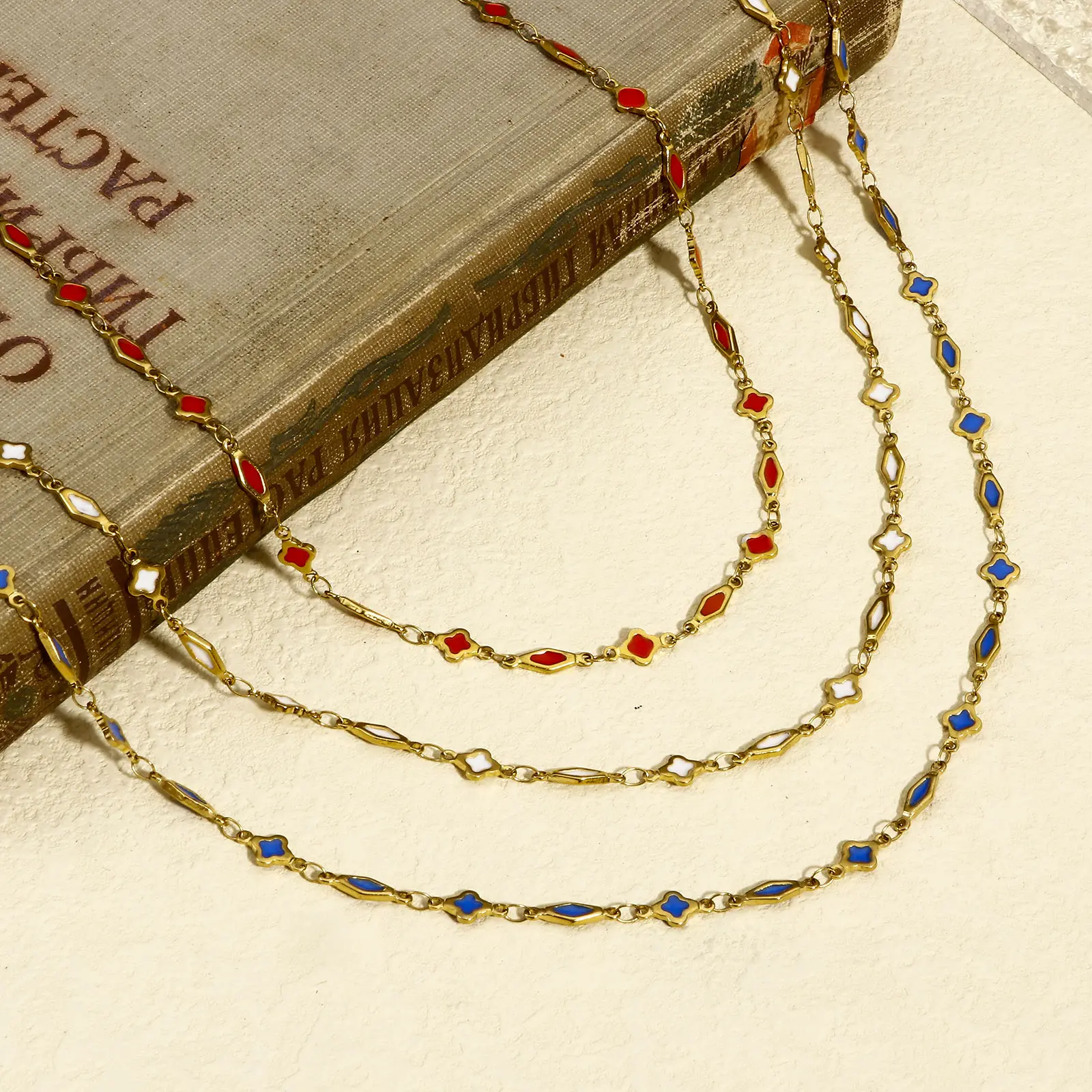 1 Meter 304 Stainless Steel Handmade Link Chain DIY Jewelry Making Findings Geometric 18K Gold Color Double sided Enamel Chains