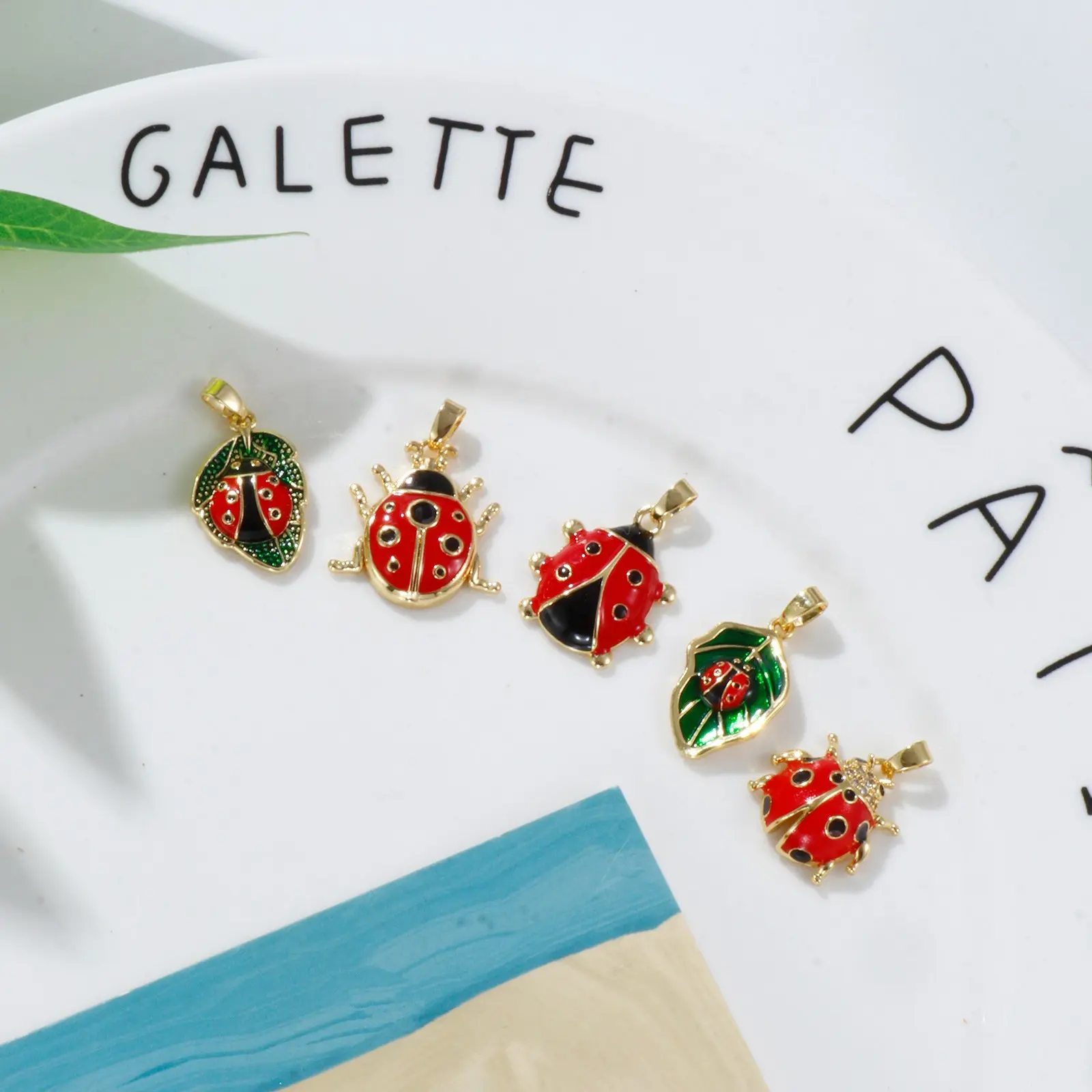 2Pcs Brass Insect Charm Pendant 18K Real Gold Plated Red Ladybug Animal Enamel Pendant For DIY Necklace Bracelet Jewerly Making
