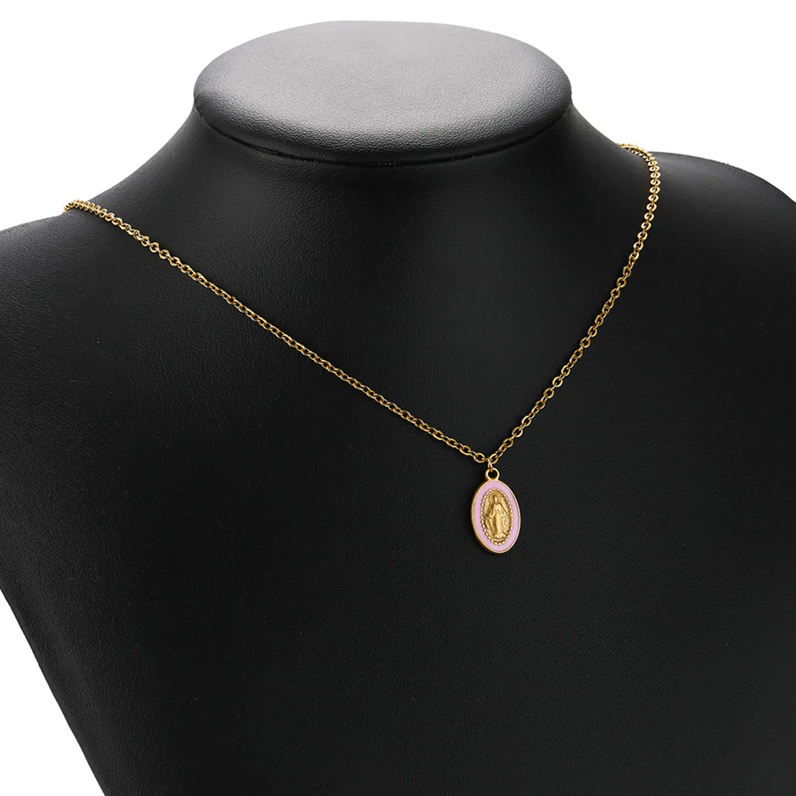 1 Piece 304 Stainless Steel Charms Gold Plated Oval Jesus Enamel Pendants For DIY Necklace Jewelry Making 10mm x 18mm
