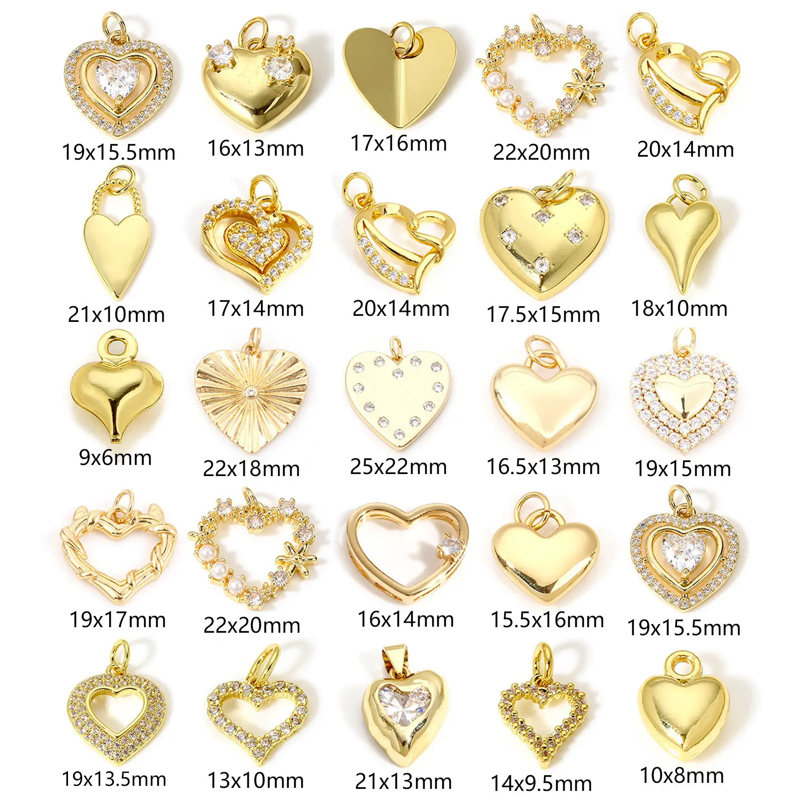 1 Piece Brass Valentine's Day Series Heart Charms For Jewelry Making 18K Real Gold Plated Love Pendant Necklace DIY Findings