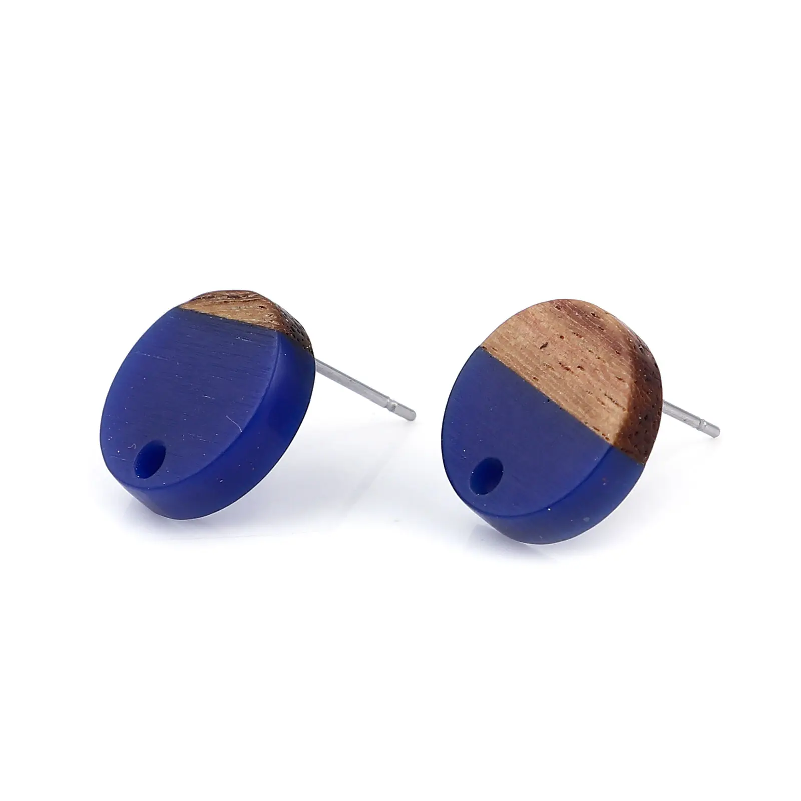 6PCs/lot Natural Wood Effect Resin Ear Post Resin Round Stud Earrings For Women DIY Making Accessories Earrings Jewelry 14mm