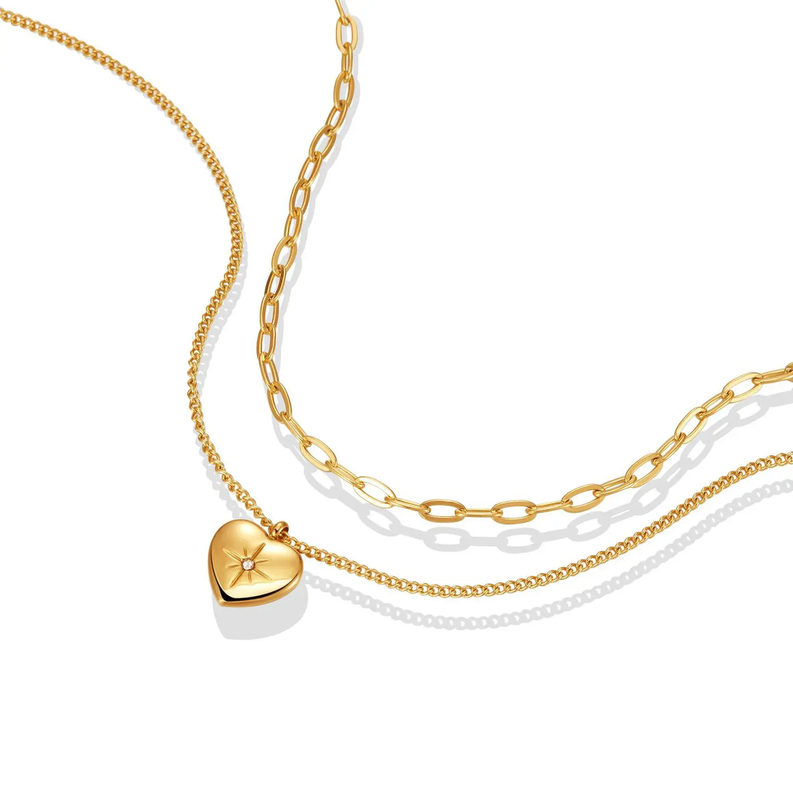 304 Stainless Steel Link Cable Chain Necklace Vintage Heart Bow Tie Round Square Pendant For Women 45cm(17 6/8") Long, 1 Piece