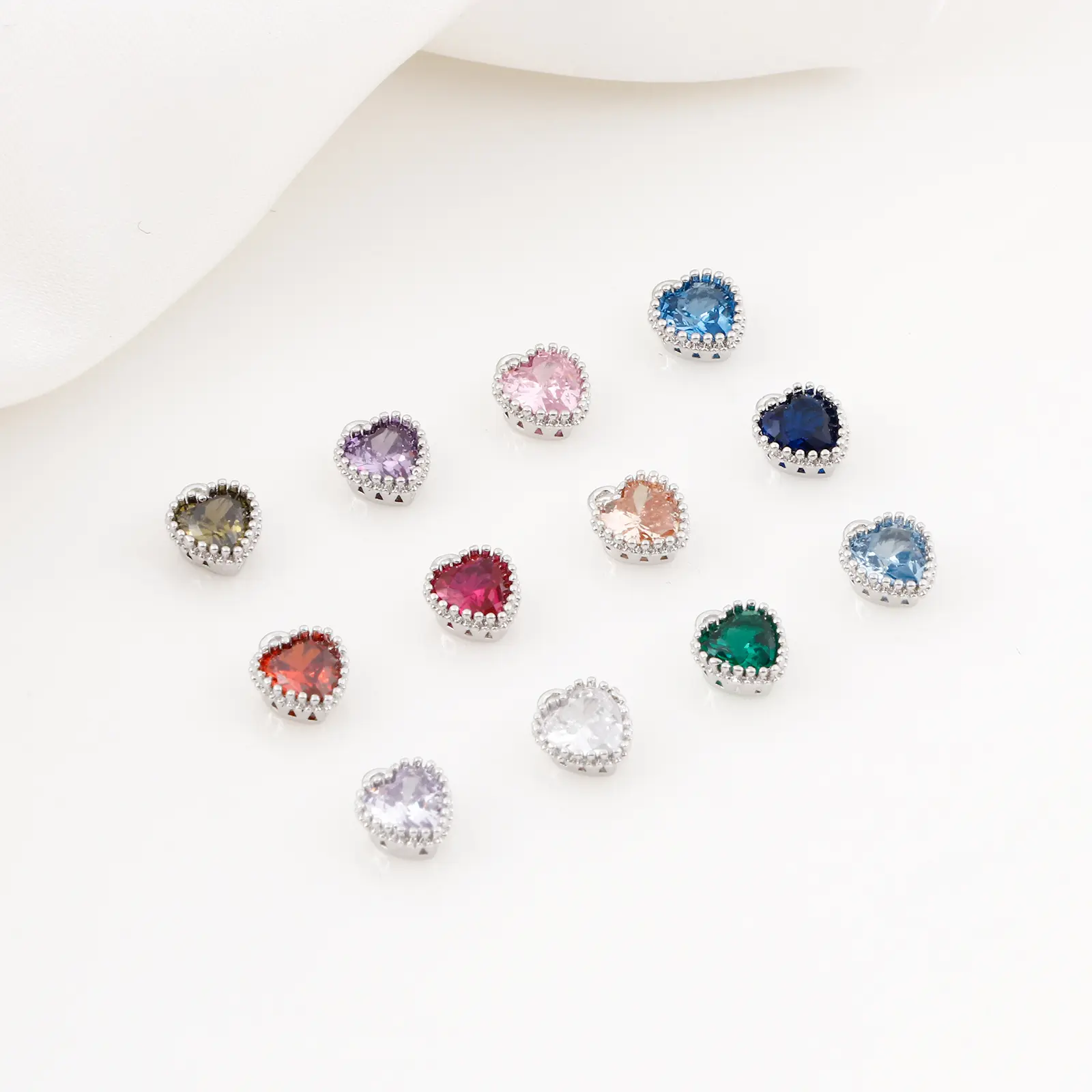 2PCs Birthstone Charms Heart  Rhinestone Pendants For Necklace Bracelet Jewelry Making Diy Findings 8x6.5mm