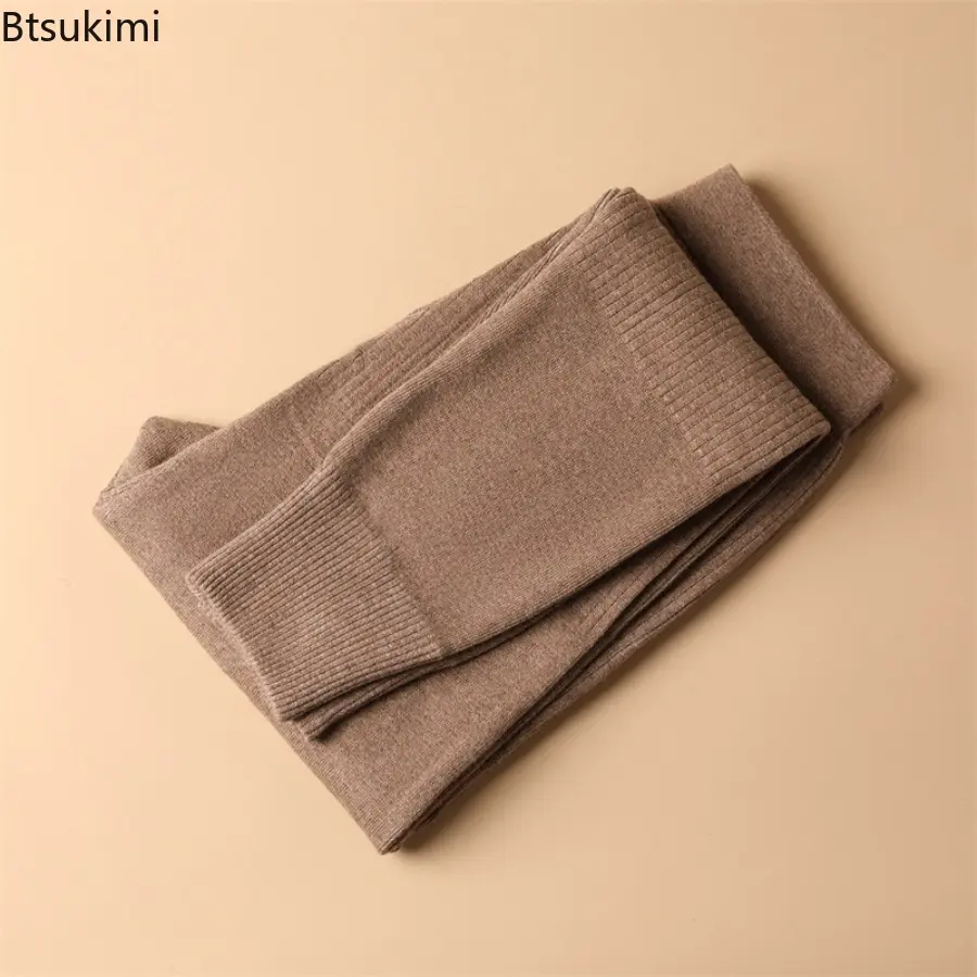 2025 Men Women  Pure Wool Warm Thermal Underwear Thick Pants Mens Leggings Comfort Warm and Loose Plus Size High Waist Leggings