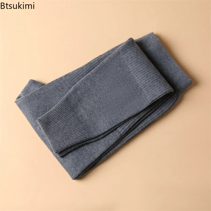 2025 Men Women  Pure Wool Warm Thermal Underwear Thick Pants Mens Leggings Comfort Warm and Loose Plus Size High Waist Leggings