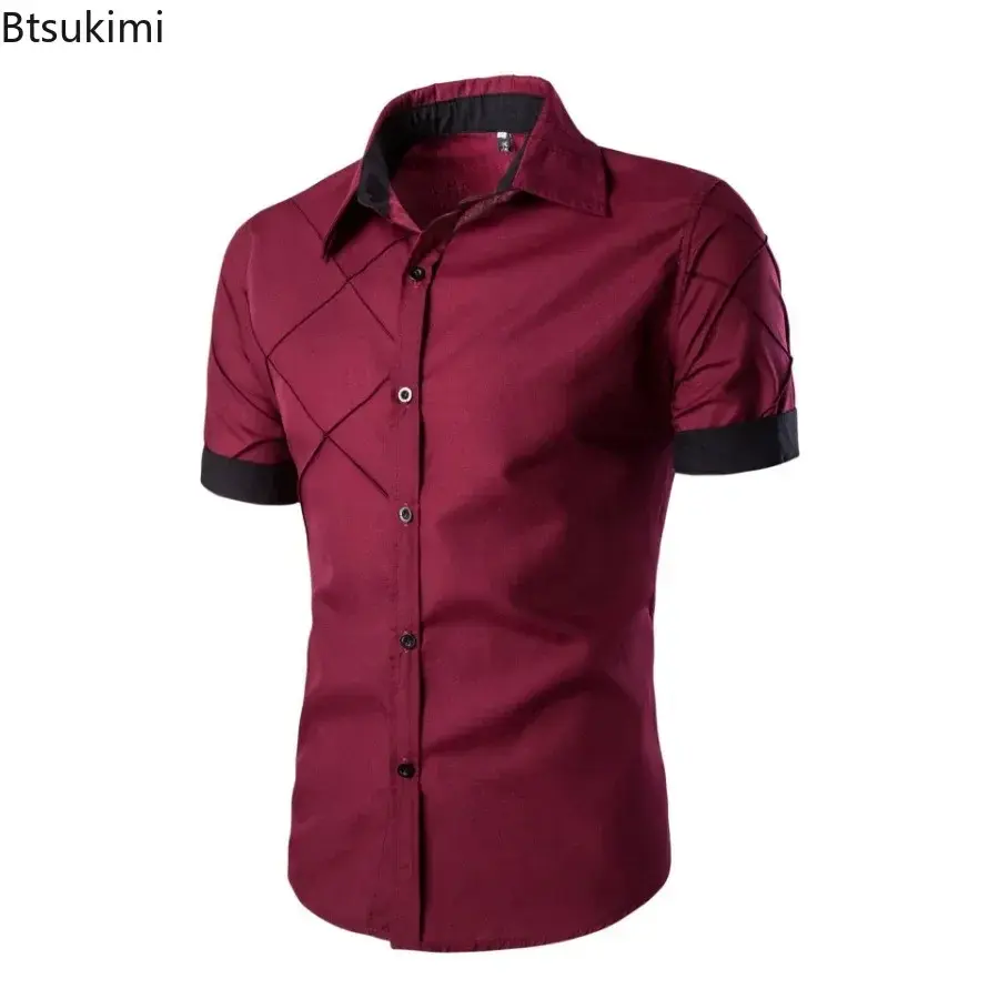 Fashion Business Style Casual Short Sleeve Shirt for Men Comfort Cotton Basic Social Formal Shirts 2025 Men High Quality Blouse