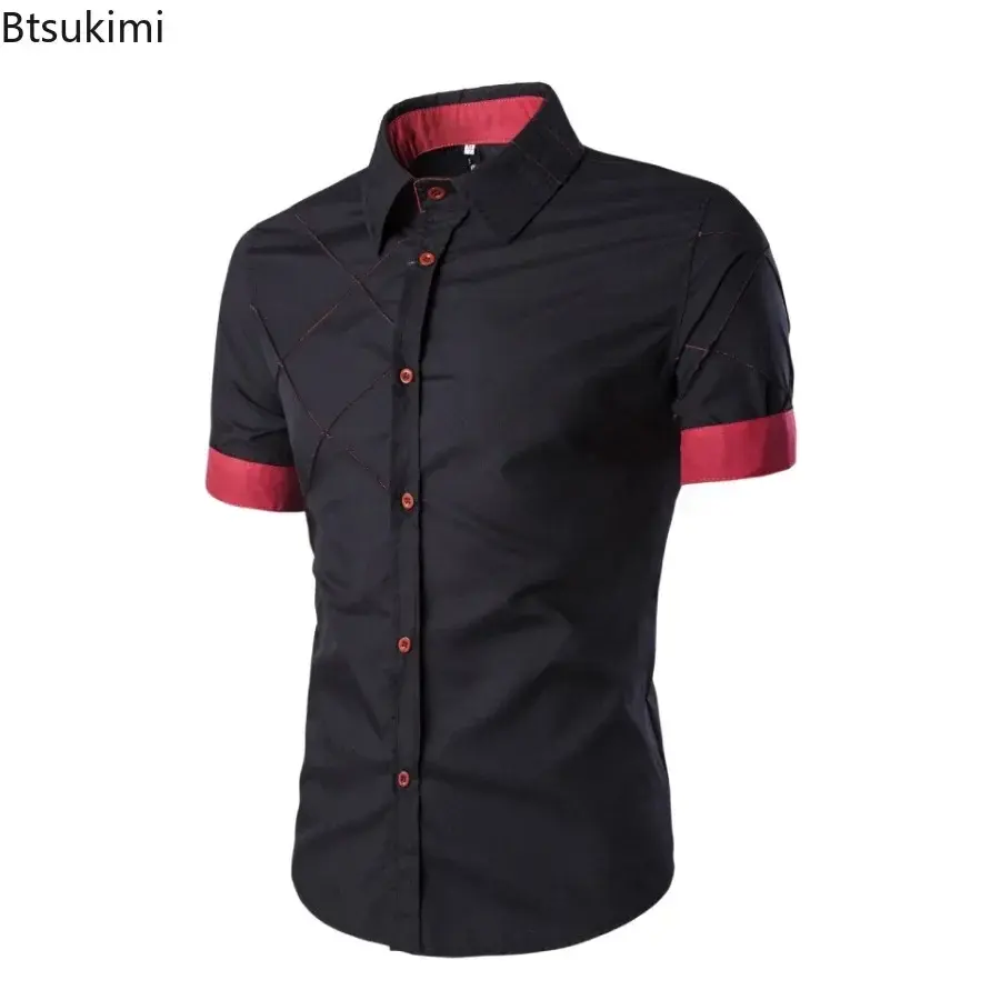 Fashion Business Style Casual Short Sleeve Shirt for Men Comfort Cotton Basic Social Formal Shirts 2025 Men High Quality Blouse