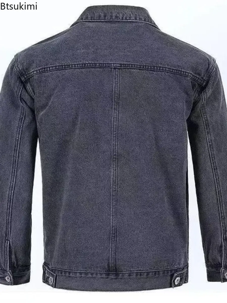 2025 New Men's Denim Cargo Jacket Loose Vintage Fashion Casual Cardigan Jacket Men Youth Handsome Washed Cowboy Coats Plus Size