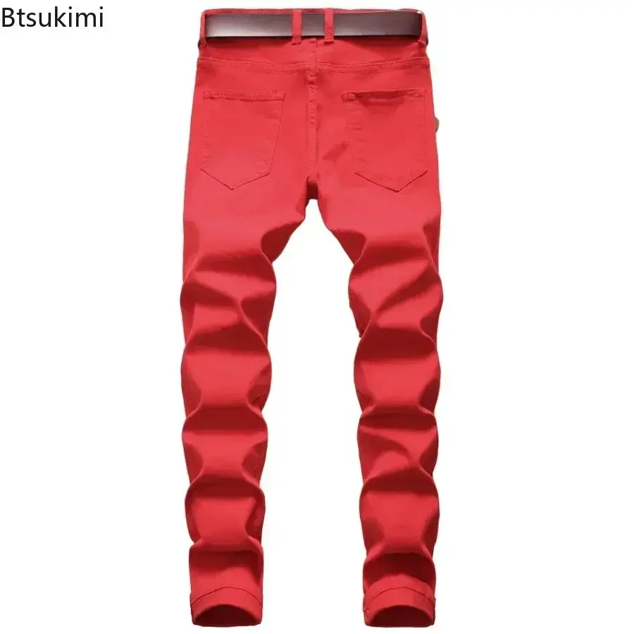 New 2025 Men's Casual Jeans Trendy Hip Hop Holes Slim Denim Trousers Versatile Stretch Distressed Pants High Quality Pants Male