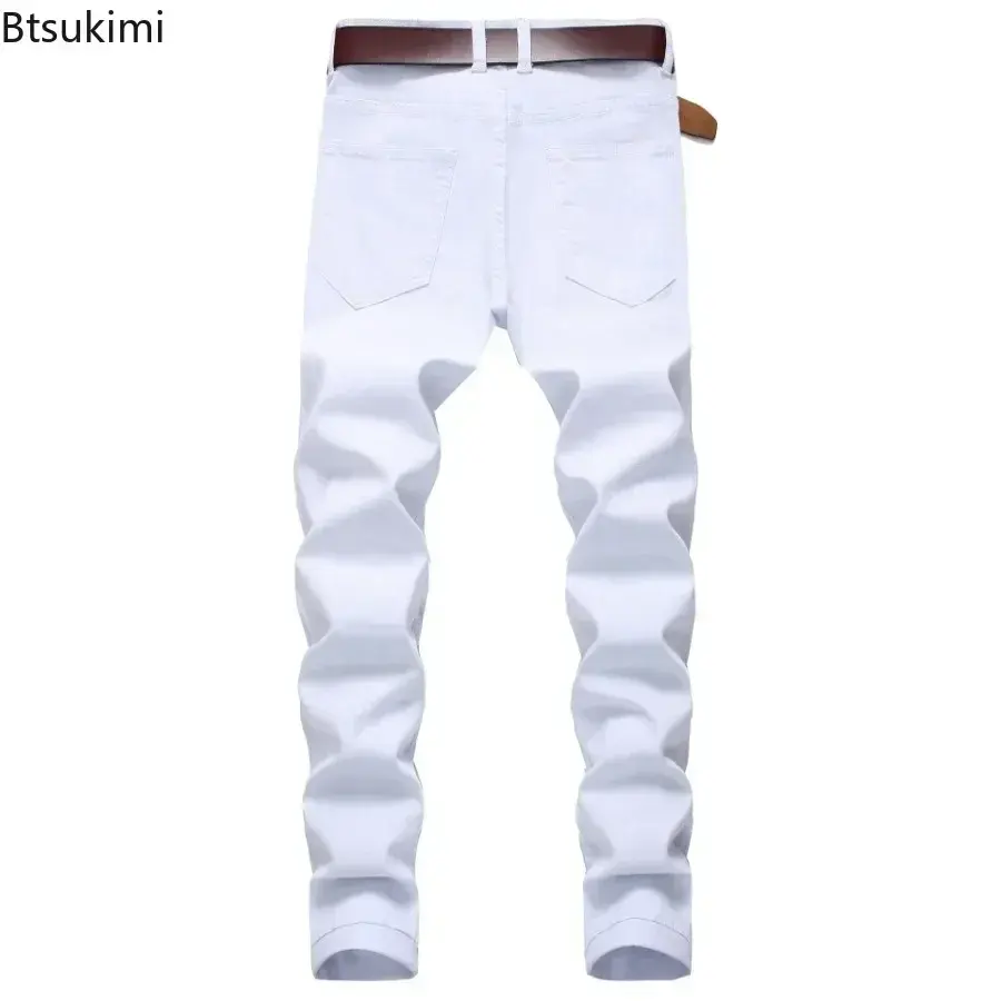 New 2025 Men's Casual Jeans Trendy Hip Hop Holes Slim Denim Trousers Versatile Stretch Distressed Pants High Quality Pants Male