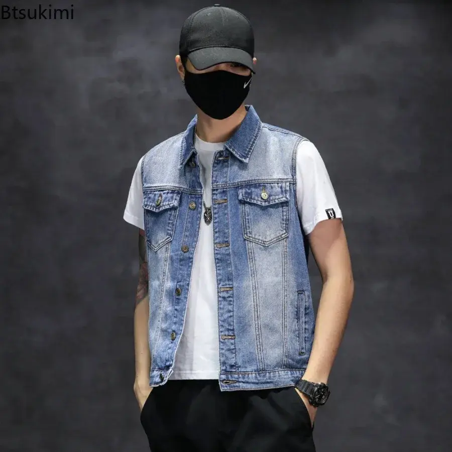 Brand New Men's Ripped Denim Vests Hip Hop Streetwear Fashion Sleeveless Cotton Jacket High Quality Man Casual Cowboy Waistcoat