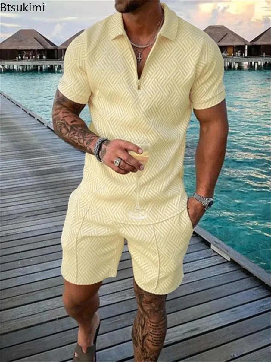 Summer Large Size Men's Clothing Fashion 3D Print Contrast Color Casual Two Piece Sets Men Streetwear Beach Vacation Shorts Suit