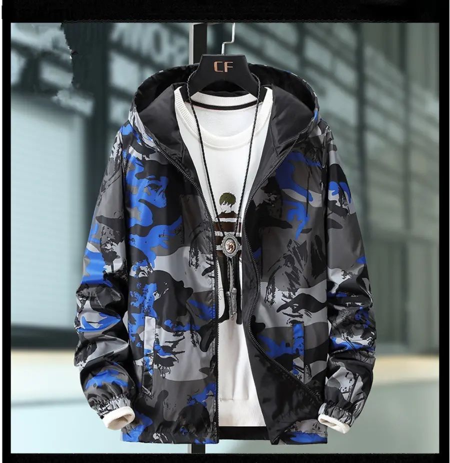 New Spring Autumn Men's Camouflage Hooded Zipper Jacket Fashion Two-side Wear Loose Casual Outdoor Windbreak Coats Plus Size 7XL