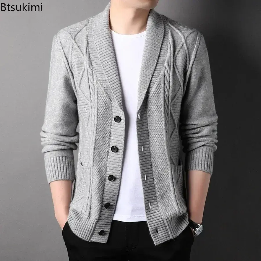 2025 Spring Autumn New Knitted Sweater Cardigan Fashion Lapel Loose Long-sleeved Knit Sweater Coats Male Casual Sweater Jackets