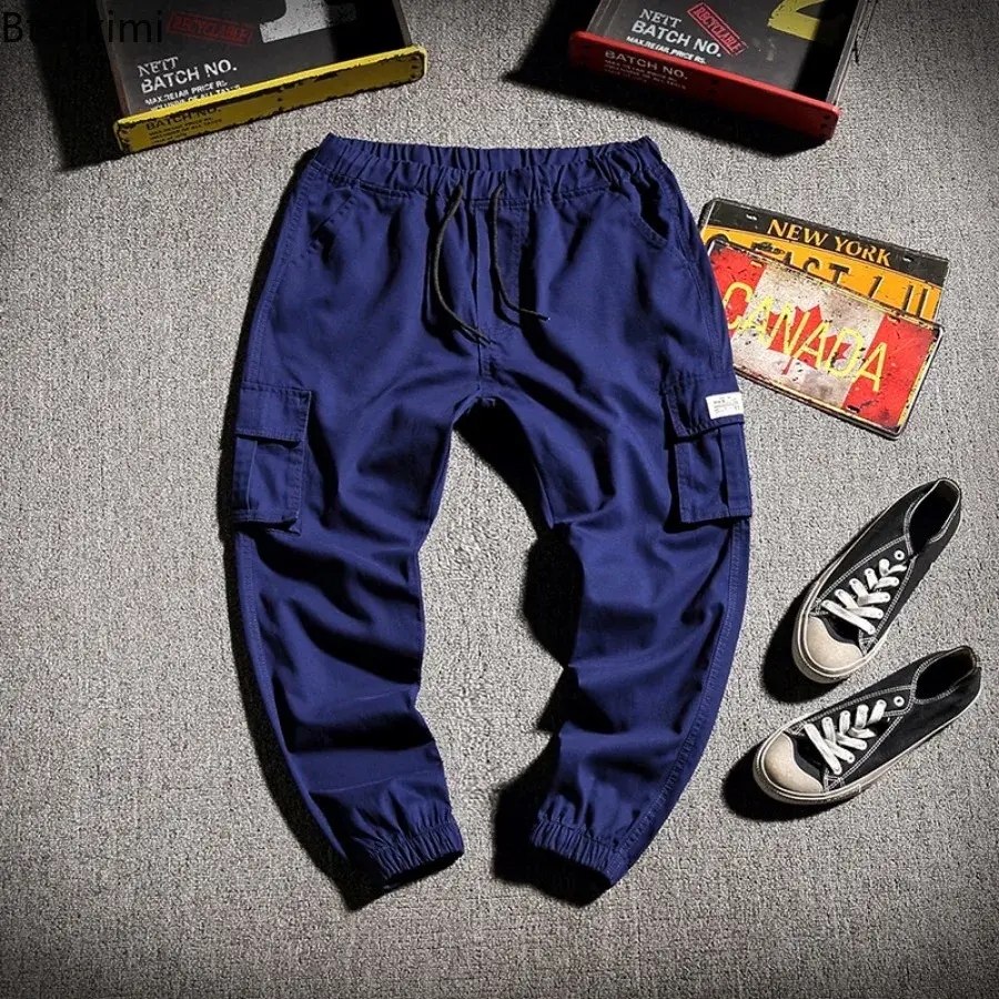 New 2025 Men's Spring Loose Casual Trousers Fashion Solid Multi-pocket Cargo Pants Men Straight Joggers Pants Outdoor Sweatpants