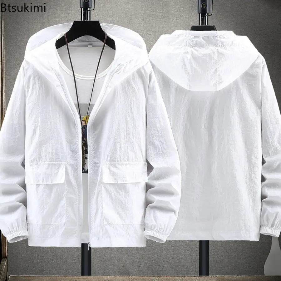 2025 Men's Sunscreen Clothing Tops Lightweight Casual Hooded Jacket Men Outdoor Sport Fishing Sun Protection Couple Coats M-7XL