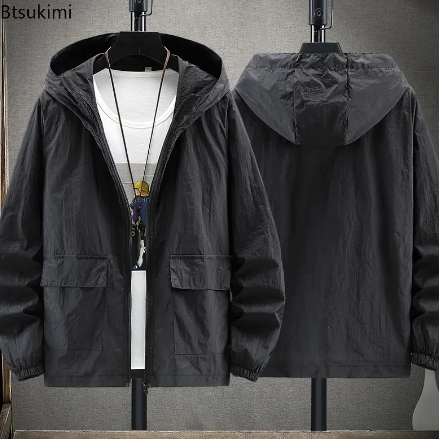 2025 Men's Sunscreen Clothing Tops Lightweight Casual Hooded Jacket Men Outdoor Sport Fishing Sun Protection Couple Coats M-7XL