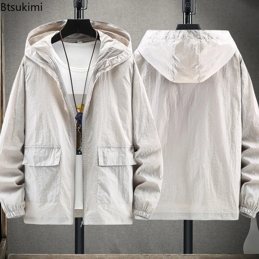 2025 Men's Sunscreen Clothing Tops Lightweight Casual Hooded Jacket Men Outdoor Sport Fishing Sun Protection Couple Coats M-7XL