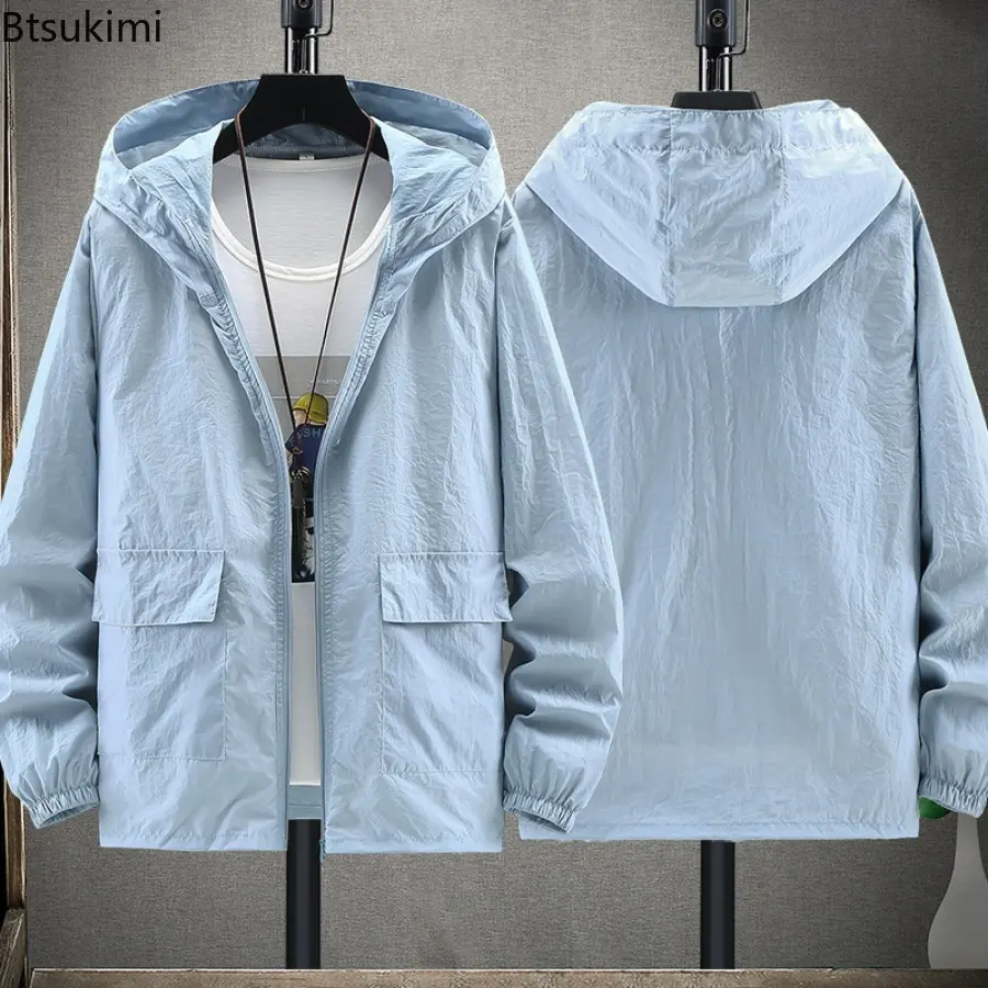 2025 Men's Sunscreen Clothing Tops Lightweight Casual Hooded Jacket Men Outdoor Sport Fishing Sun Protection Couple Coats M-7XL