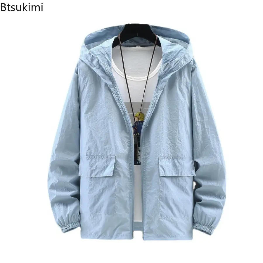 2025 Men's Sunscreen Clothing Tops Lightweight Casual Hooded Jacket Men Outdoor Sport Fishing Sun Protection Couple Coats M-7XL