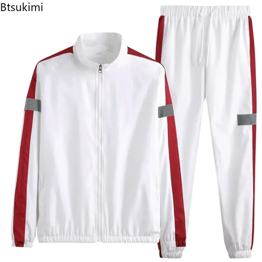2025 New Men's Casual Sets Men Tracksuit Oversized Trend Patchwork Design Hooded Jacket+pants Two-pieces Men Running Sports Suit