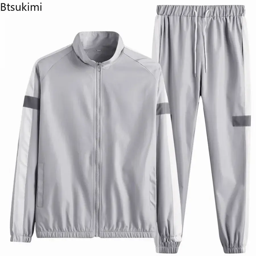 2025 New Men's Casual Sets Men Tracksuit Oversized Trend Patchwork Design Hooded Jacket+pants Two-pieces Men Running Sports Suit